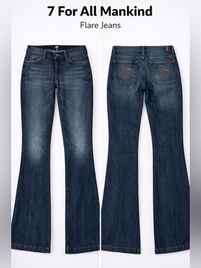 7 For All Mankind Dark Blue Flare Jeans